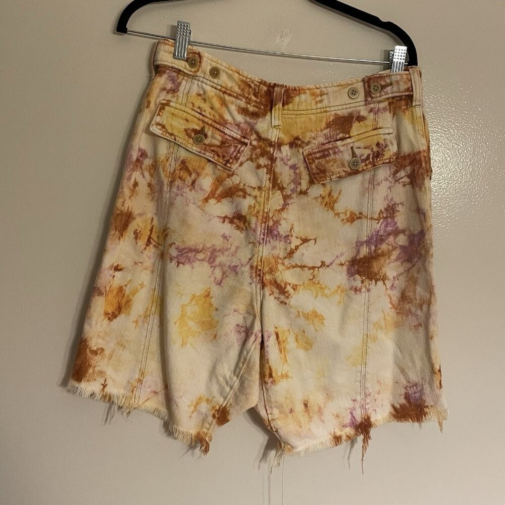We The Free Tie-Dye Denim Bermuda Shorts - Peach & Cream - Picture 8 of 13